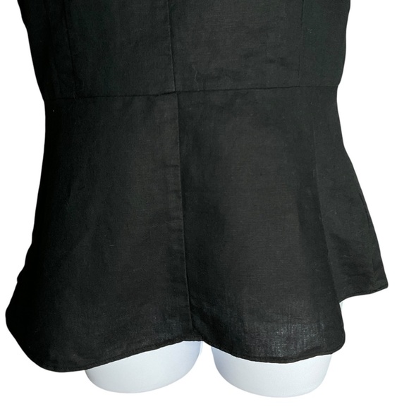 J Crew Factory Peplum Top Sz 4 Linen Blend Sleeveless Black Coastal Resortwear - Picture 5 of 9